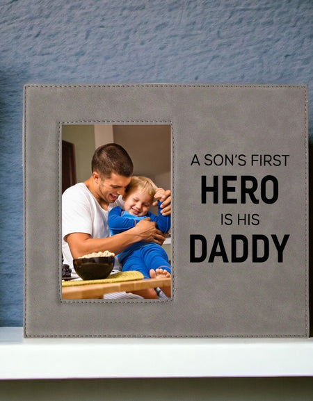 A Son's First Hero Is His Daddy Engraved Picture Frame by Sunny Box