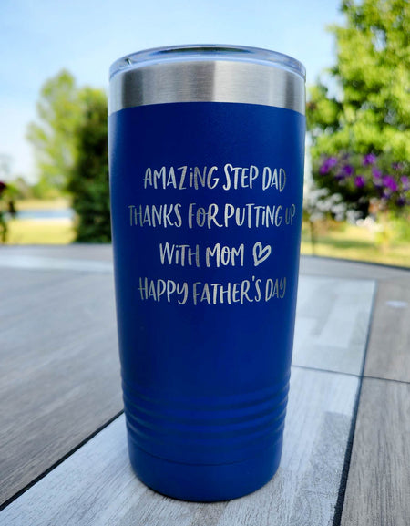Amazing Stepdad Engraved 20oz Polar Camel Blue Tumbler - Sunny Box