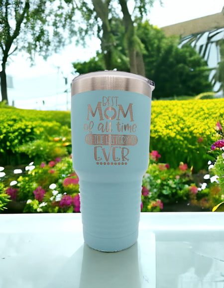 Best Mom of All Time Engraved Polar Camel Tumbler 30oz Light Blue Sunny Box