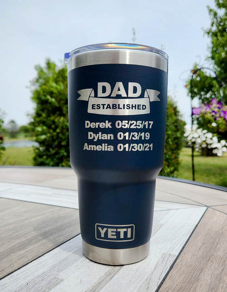 Dad Established Engraved YETI Tumbler
