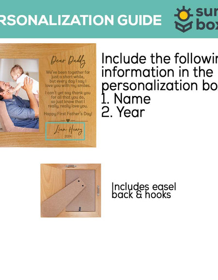 Dear Daddy First Father's Day Custom Wood Picture Frame by Sunny Box