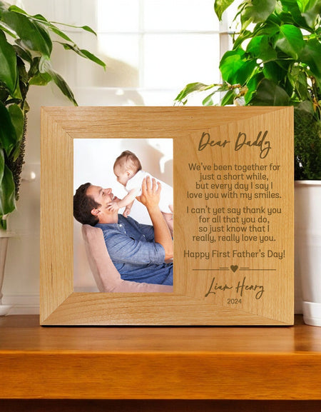 Dear Daddy First Father's Day Custom Wood Picture Frame by Sunny Box