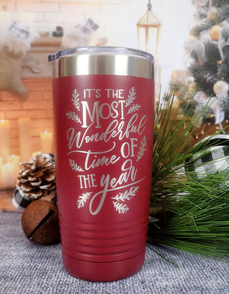 It's the Most Wonderful Time of the Year - Engraved Polar Camel Tumbler 20oz Maroon - Sunny Box