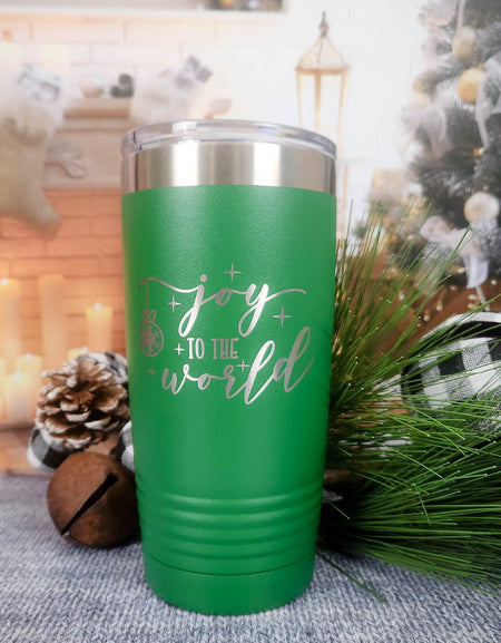 Joy to the World - Engraved Polar Camel Tumbler 20oz Green - Sunny Box