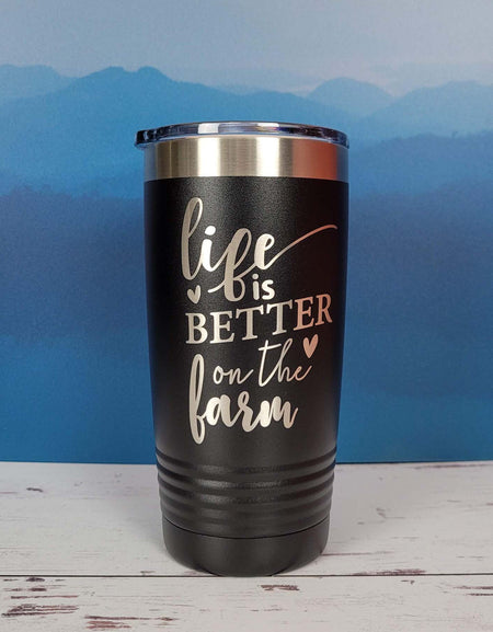 Life is Better on the Farm Engraved 20oz Black Polar Camel Tumbler - Sunny Box