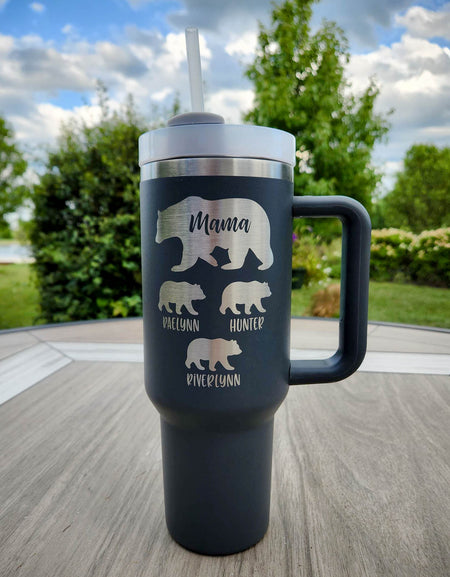 Mama Bear Engraved 40oz Dupe Charcoal by Sunny Box