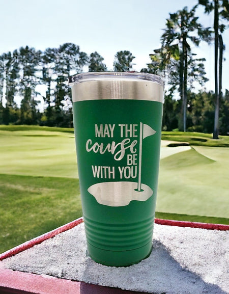 May the Course be With You - Golf Engraved 20oz Green Polar Camel Tumbler - Sunny Box