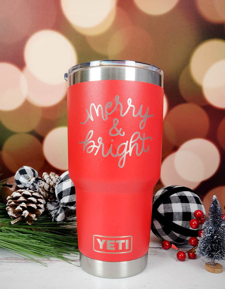 Merry & Bright - Christmas Engraved YETI Tumbler