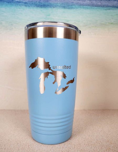 Michigan Unsalted Engraved 20oz Light Blue Polar Camel Tumbler Sunny Box