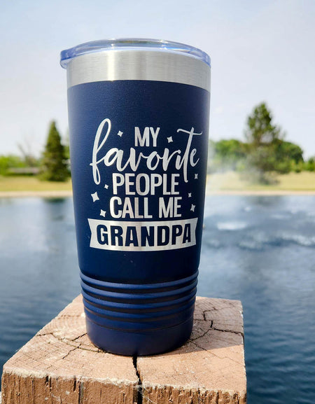 My Favorite People Call Me Grandpa Engraved 20oz Tumbler Navy Sunny Box