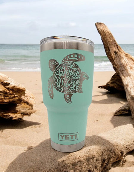Sea Turtle Summer Vibes Mandala - Engraved YETI Tumbler