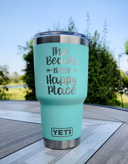 The Beach is My Happy Place - Engraved YETI Tumbler