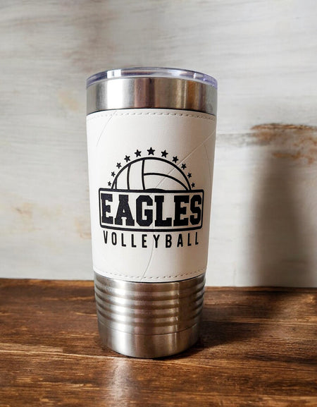 Volleyball Mascot School Spirit Leatherette Tumbler by Sunny Box