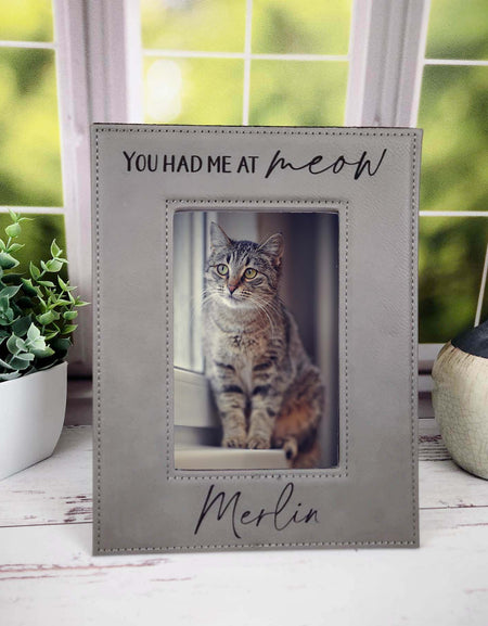 You Had Me At Meow Personalized Engraved Leatherette Picture Frame