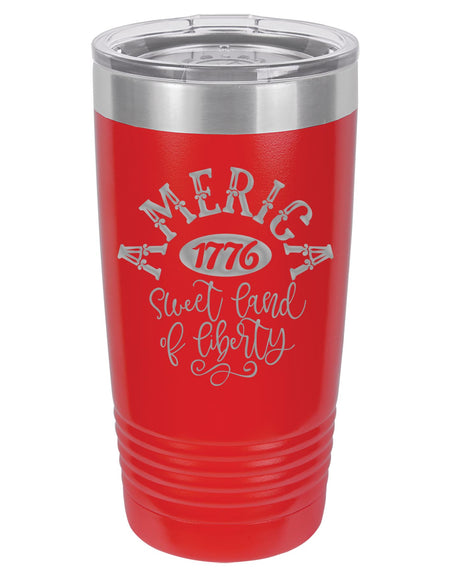 America Sweet Land of Liberty Patriotic Engraved Polar Camel Tumbler 20oz Red Sunny Box