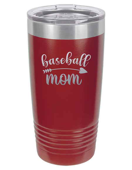 Baseball Mom - Engraved 20oz Maroon Polar Camel Tumbler - Sunny Box