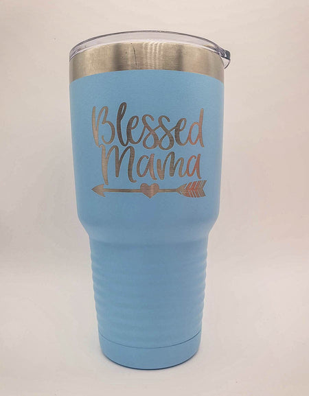 Blessed Mama Engraved Polar Camel Tumbler 30oz Light Blue Sunny Box