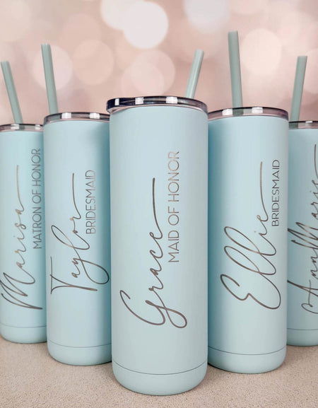 Engraved 20oz Skinny Tumbler Soft Matte Seaglass by Sunny Box