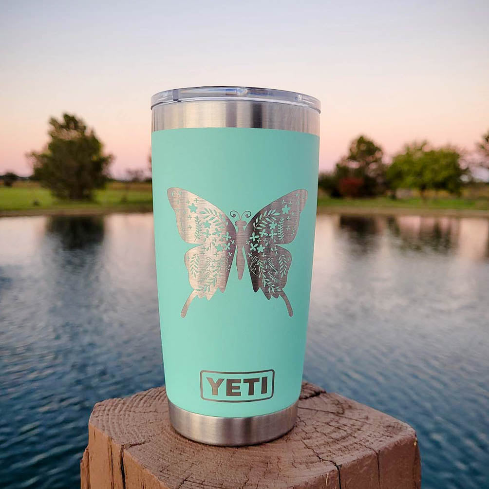 Butterfly Mandala Engraved YETI Tumbler