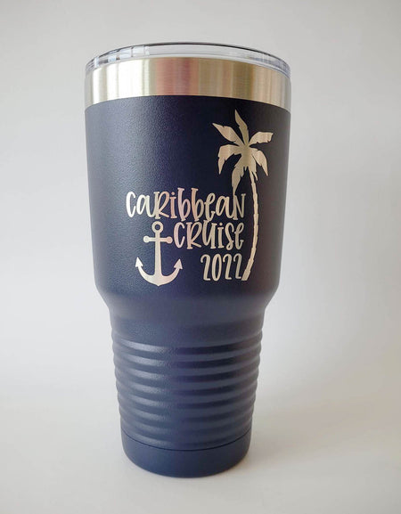 Caribbean Cruise - Engraved 30oz Navy Polar Camel Tumbler - Sunny Box