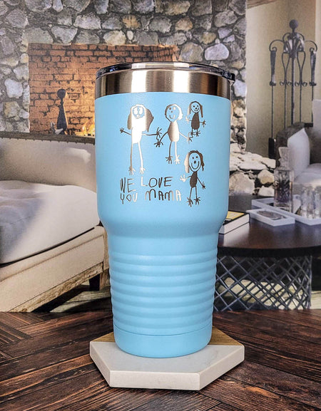 Engraved Handwriting 30oz Polar Camel Light Blue tumbler by Sunny Box