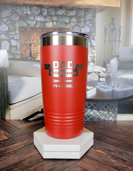 Dad Established - Engraved Father's Day Tumbler - 20oz red Polar camel - Sunny Box