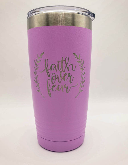 Faith Over Fear - Engraved 20oz Light Purple Polar Camel Tumbler - Sunny Box