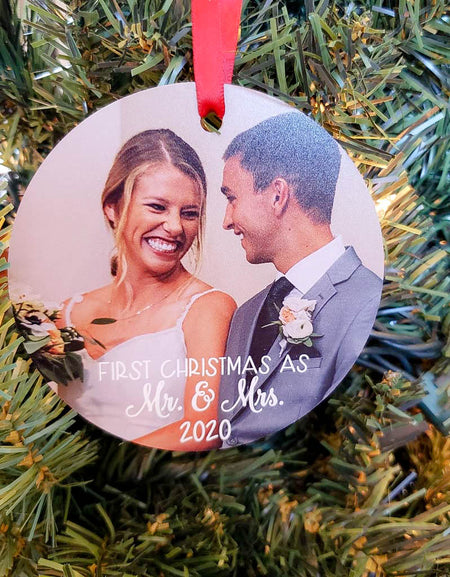 First Christmas as Mr. & Mrs. Personalized Photo Ornament - Christmas Gift - Sunny Box