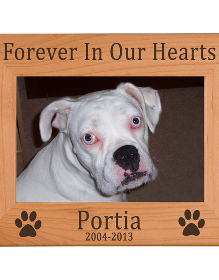 Forever In Our Hearts - Pet Memorial Personalized Wood Engraved Frame - Sunny Box
