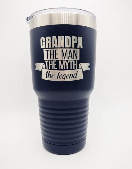 Grandpa The Man the Myth the Legend - Engraved 30oz Polar Camel Tumbler Navy - Sunny Box