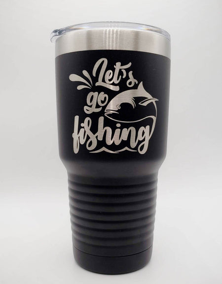 Let's Go Fishing - Engraved Polar Camel 30oz Black Sunny Box
