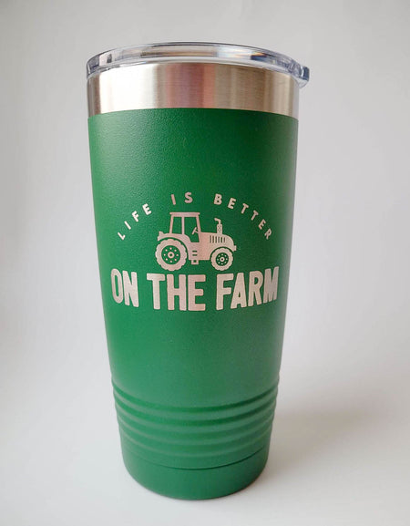 Life is Better on the Farm Engraved 20oz Green Polar Camel Tumbler - Sunny Box