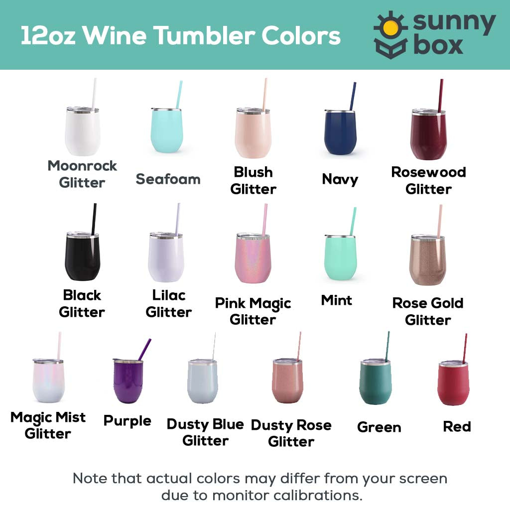 Personalized Wine Tumblers with lid and straw in glitter blush