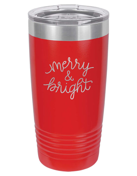 Merry & Bright - Engraved 20oz Red Tumbler - Sunny Box
