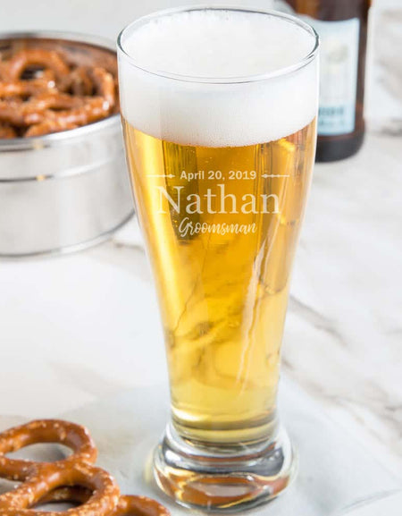 Engraved Pilsner Glass for Best Man or Groomsmen - Sunny Box