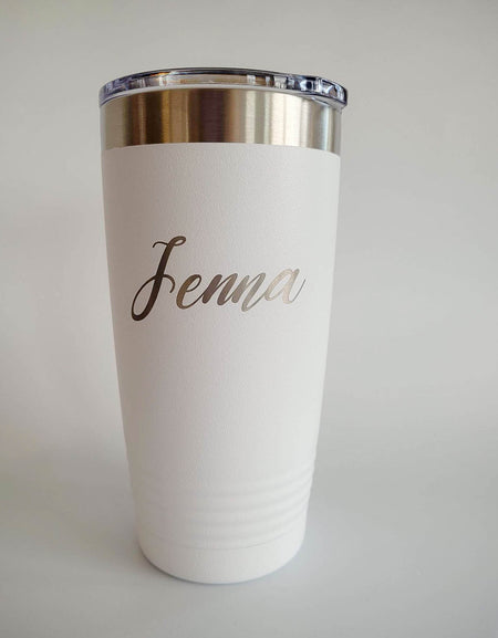Personalized Engraved 20oz White Tumbler by Sunny Box