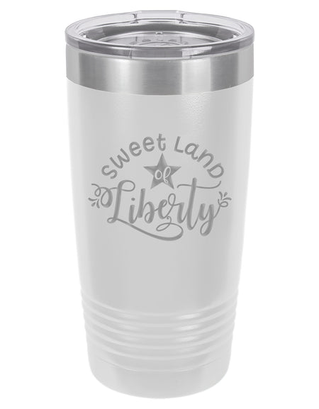 Sweet Land of Liberty Patriotic Engraved Polar Camel Tumbler - 20oz White - Sunny Box