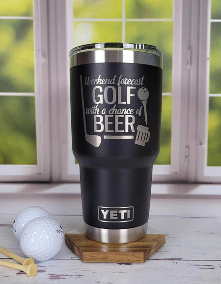 Weekend Forecast Golf with a Chance of Beer - Engraved YETI Tumbler