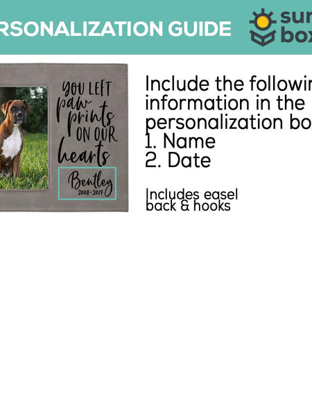 You Left Paw Prints On Our Hearts - Pet Memorial Leatherette Wide Picture Frame