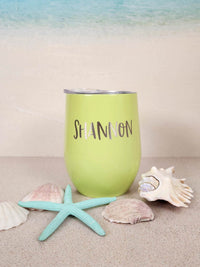 Personalized Engraved Light Green 9oz Wine Tumbler by Sunny Box