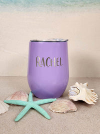 Personalized Engraved Light Purple 9oz Wine Tumbler by Sunny Box