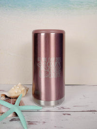 All She Ever Does is Cruise Cruise Cruise Engraved Rose Gold Slim Can Cooler by Sunny Box