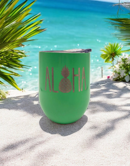 Aloha Engraved 9oz Wine Tumbler