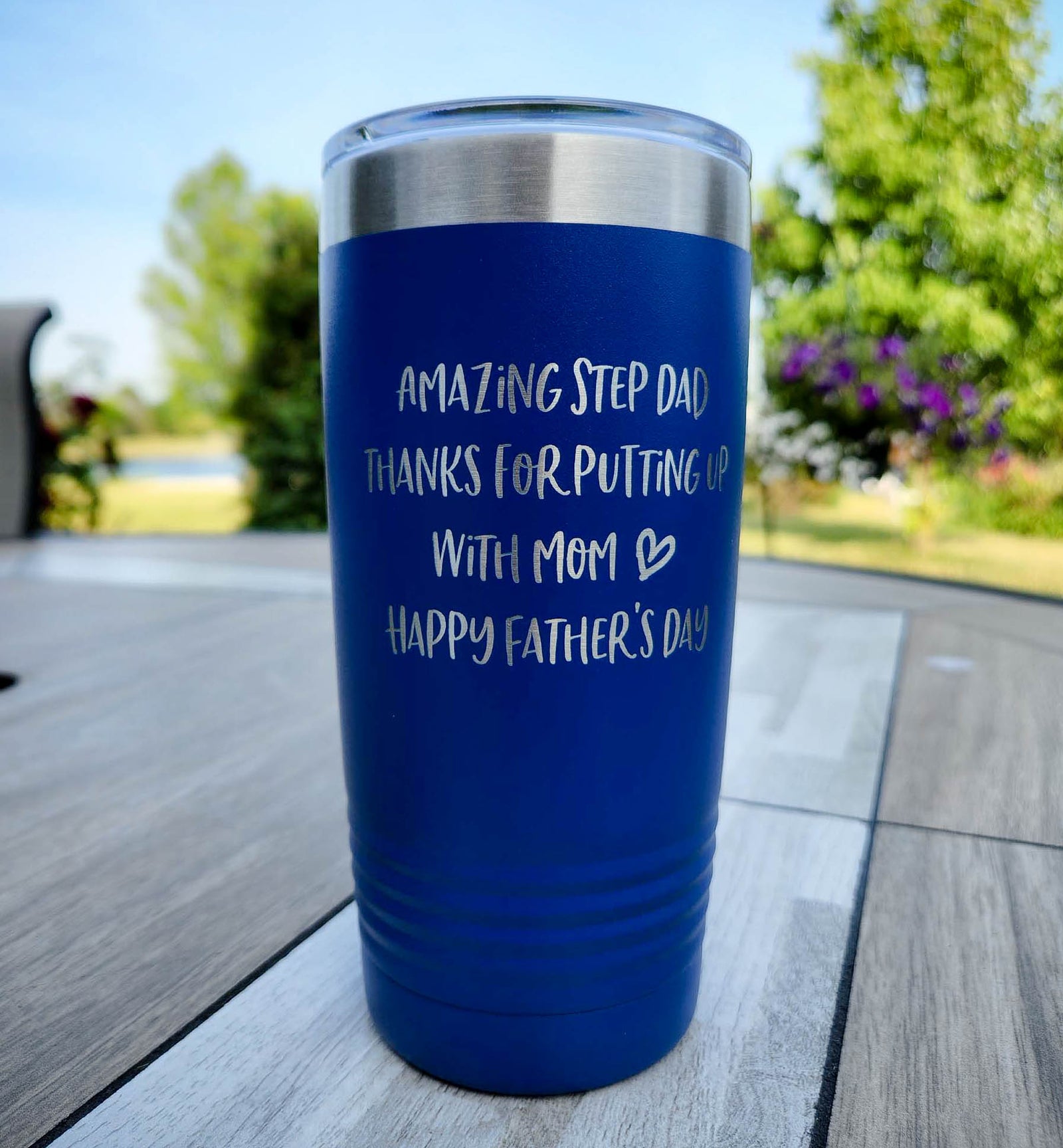 Amazing Stepdad Engraved 20oz Polar Camel Blue Tumbler - Sunny Box