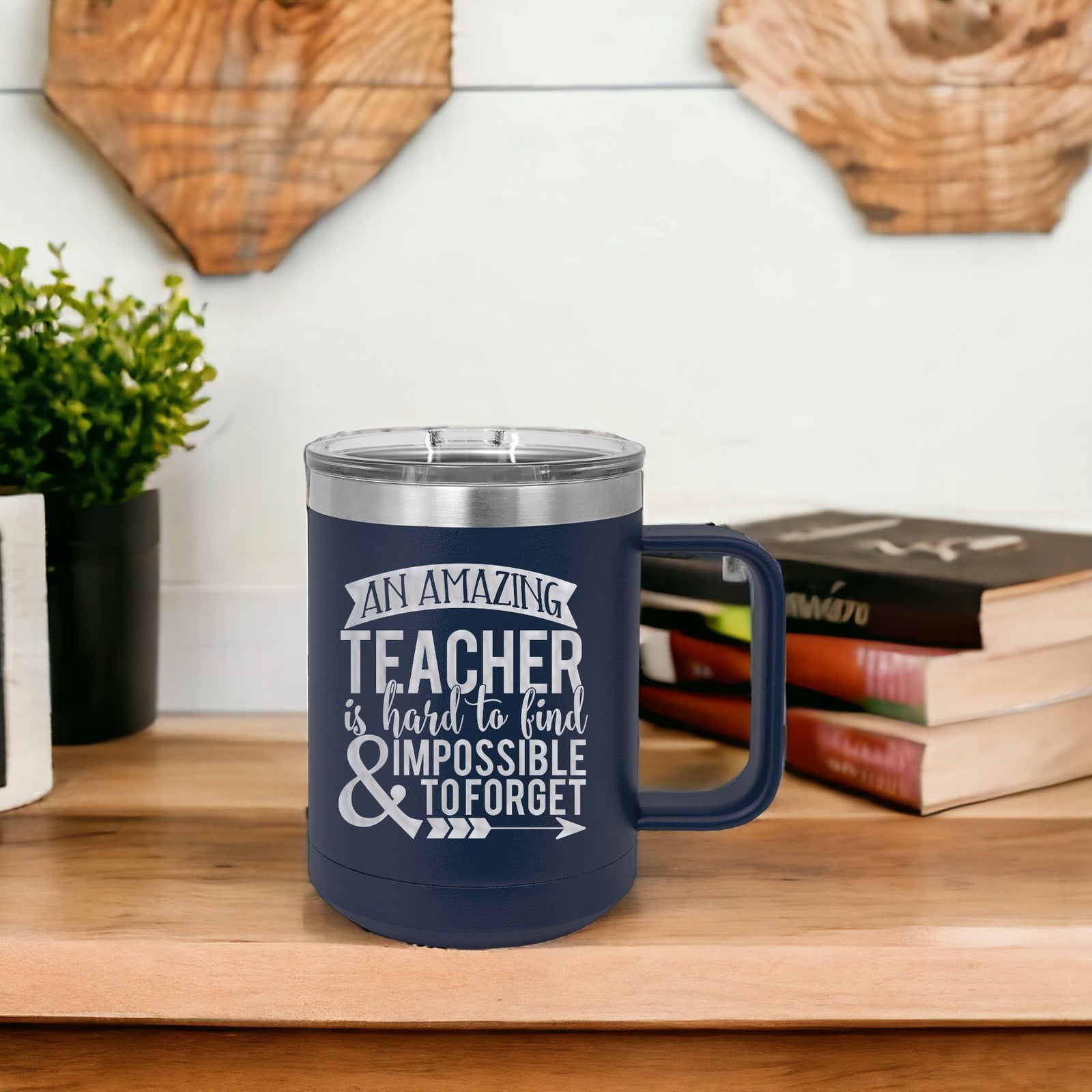An Amazing Teacher is Hard to Find - Engraved 15oz Navy Polar Camel Mug - Sunny Box