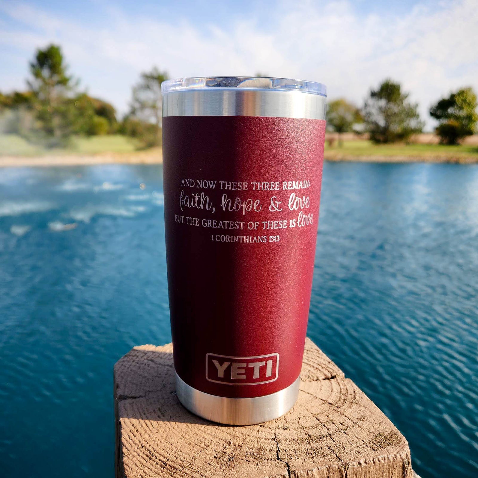 1 Corinthians 13:13 Scripture Engraved YETI Tumbler