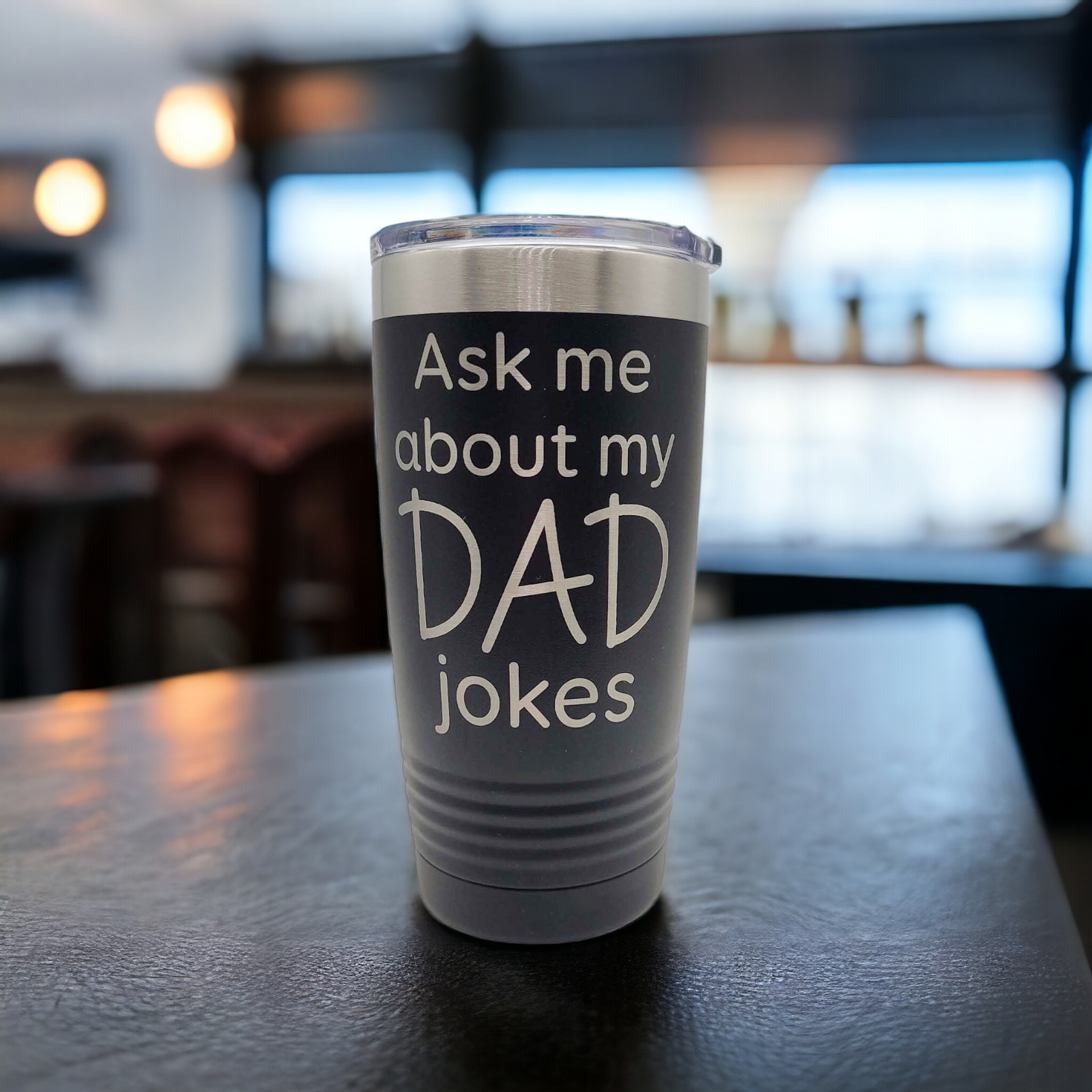 Ask Me About My Dad Jokes - Engraved 20oz Black Polar Camel Tumbler - Sunny Box