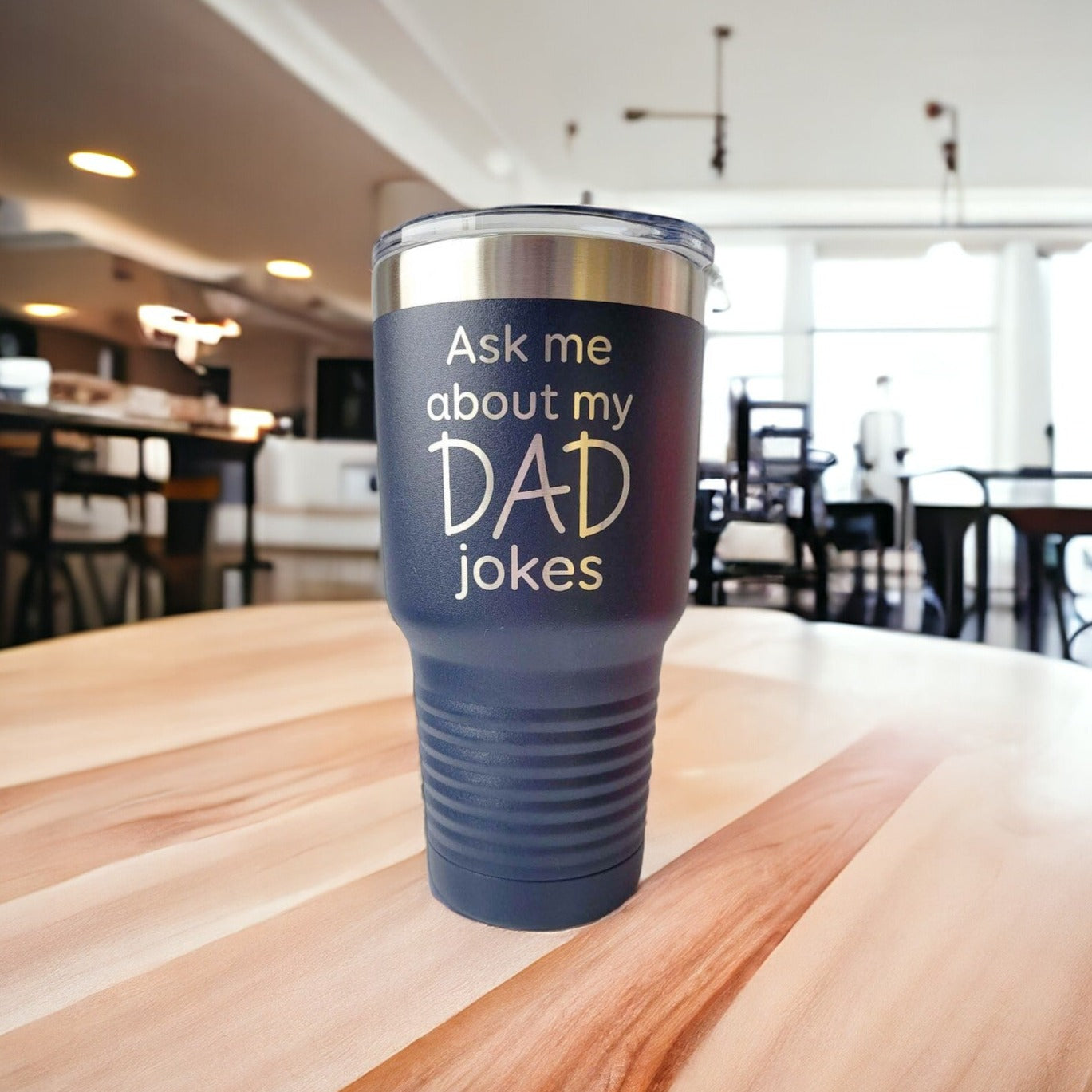 Ask Me About My Dad Jokes - Funny Engraved 30oz Navy Polar Camel Tumbler by Sunny Box