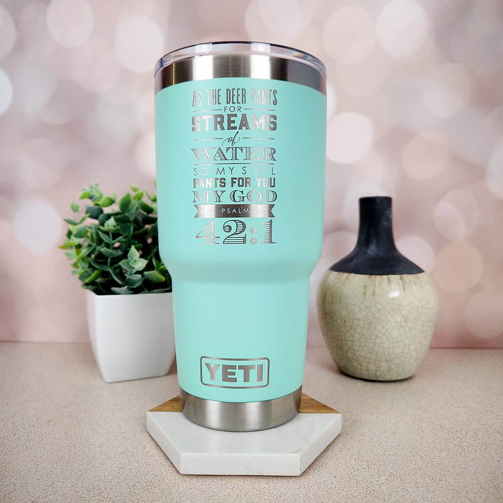 As the Deer Pants - Psalm 42:1 - Christian Engraved YETI Tumbler