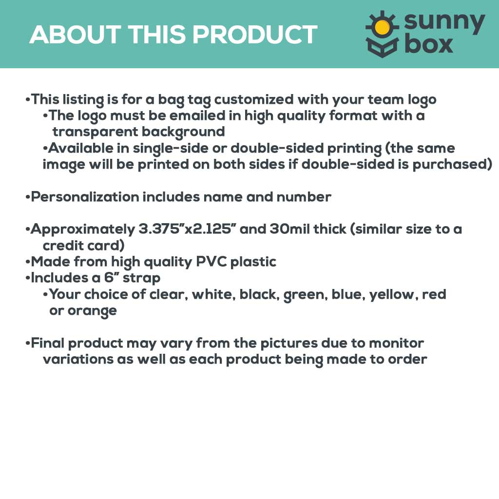 Team Logo Bag Tag - Custom Sports Bag Tag With Durable Strap